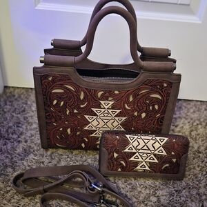 Montana West Brown and Tan Tote Set